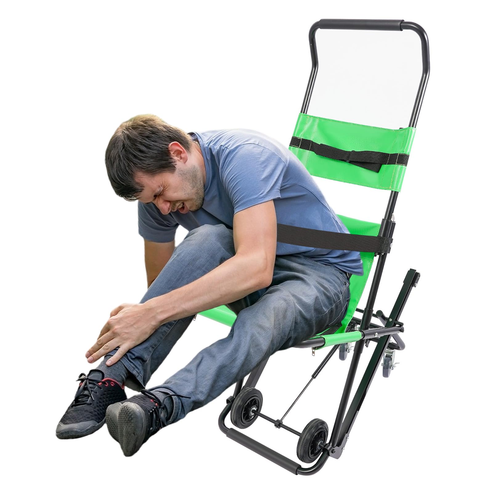 Elevador manual para escaleras, plegable, capacidad de carga de 159 kg, silla de ruedas médica para subir escaleras, ambulancia, silla de evacuación ligera para escaleras, verde