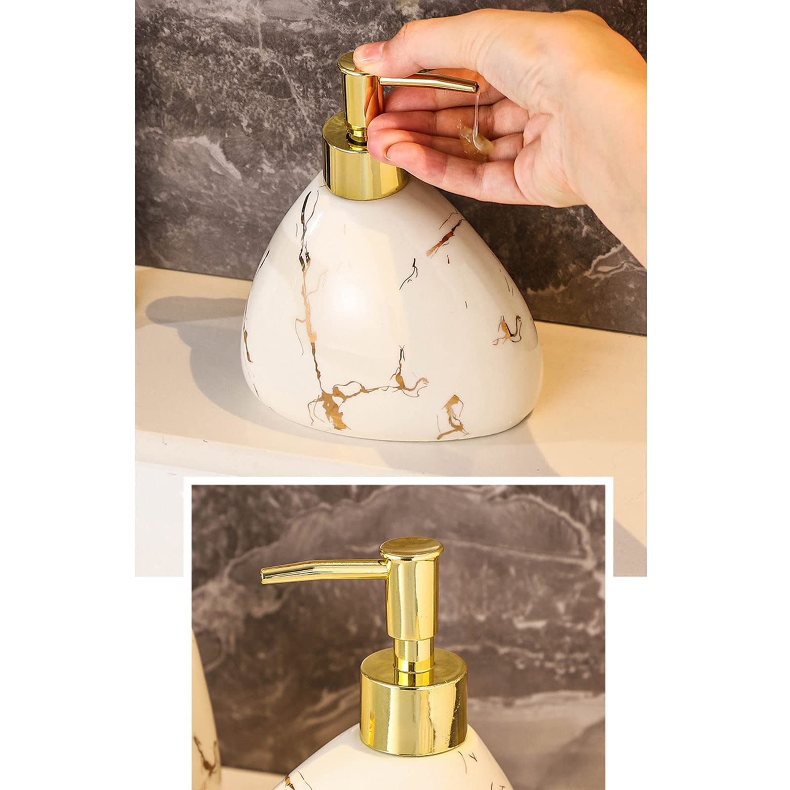 Juegos de Accesorios de baño, Acesorios Cuartos de Baño 5 Piezas para Dispensador Jabon Baño, Jabonera Baño, Porta Cepillo de Dientes Dosificador Jabon Baño Gel de Ducha Cerámica Blanco
