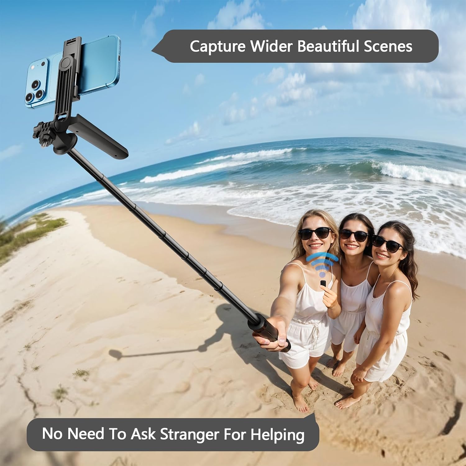 71" Phone Tripod, Tripod for iPhone & Extendable Selfie Stick with Remote, 360° Rotating Cell Phone Holder for Vlog Gym Travel and Anti-Slip Quad Base, Compatible with Phone Android Camera