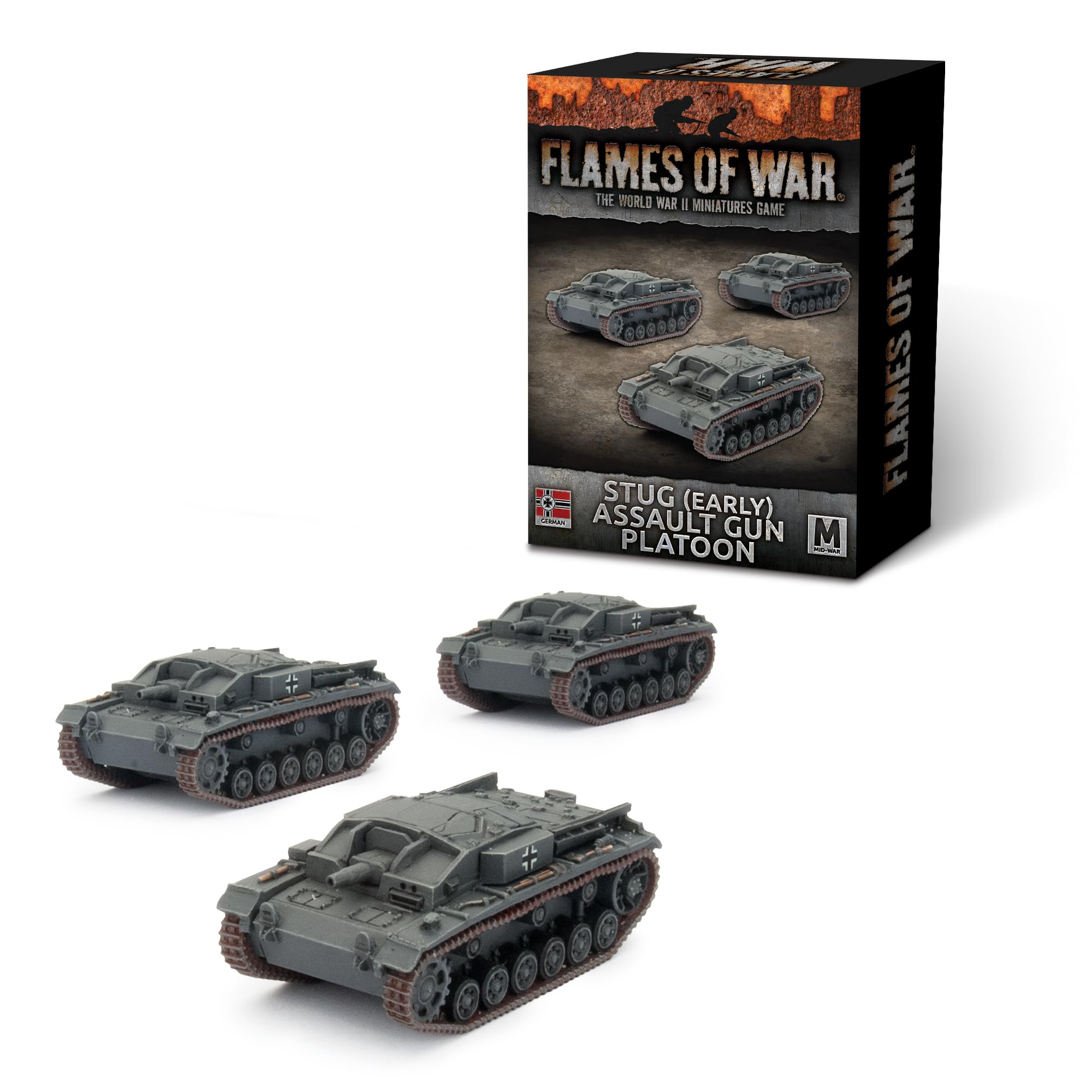Flames of War Alemán Stug (temprano) Pelotón Pistola de Asalto (Guerra Media, GBX109)