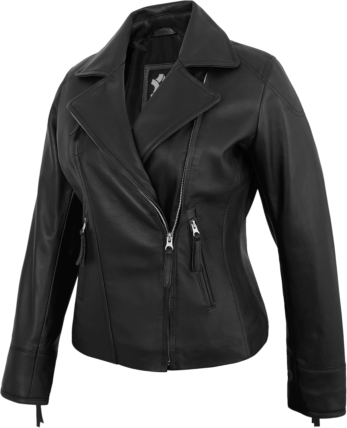 Asymmetrical Womens Leather Jacket - Real Lambskin Biker Style Motorcycle Leather Jackets For Women - Image 2