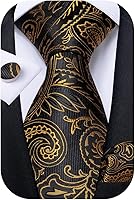 DiBanGu Men's Silk Paisley Tie Set: Necktie, Pocket Square, Cufflinks & Gift Box for Weddings, Business, Parties