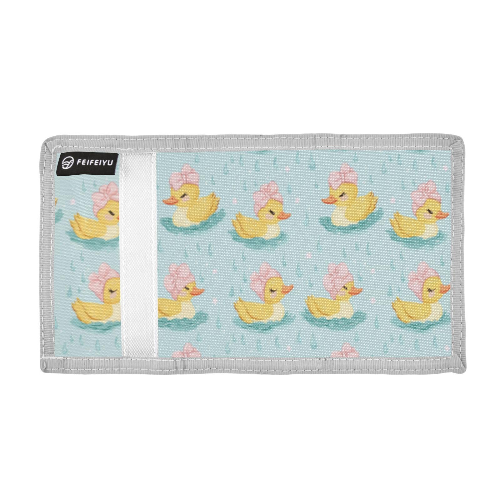 Wusikd Ducks Pink Headbands Kids Wallet for Boys Girls Bows Raindrops Toddler Trifold Wallet Novelty Wallet for Teens Women Men