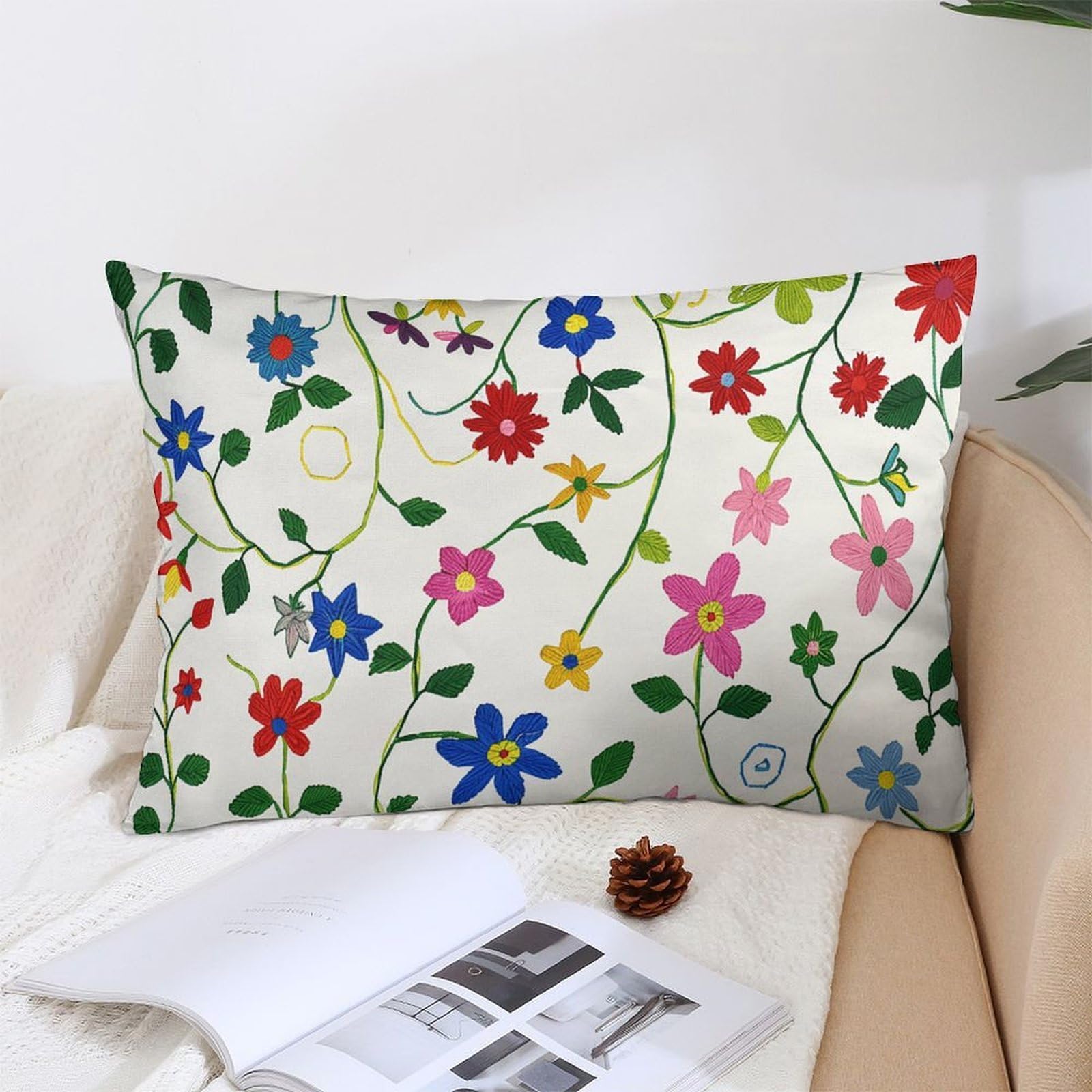 NTVOWPZO Decoration Throw Pillow Covers 12 "x20 Pillowcases Covers Vine Flower Pattern Soft Pillowcases Modern Farmhouse Home Decor Sofa Cushions Covers for Couch Bed Living Room
