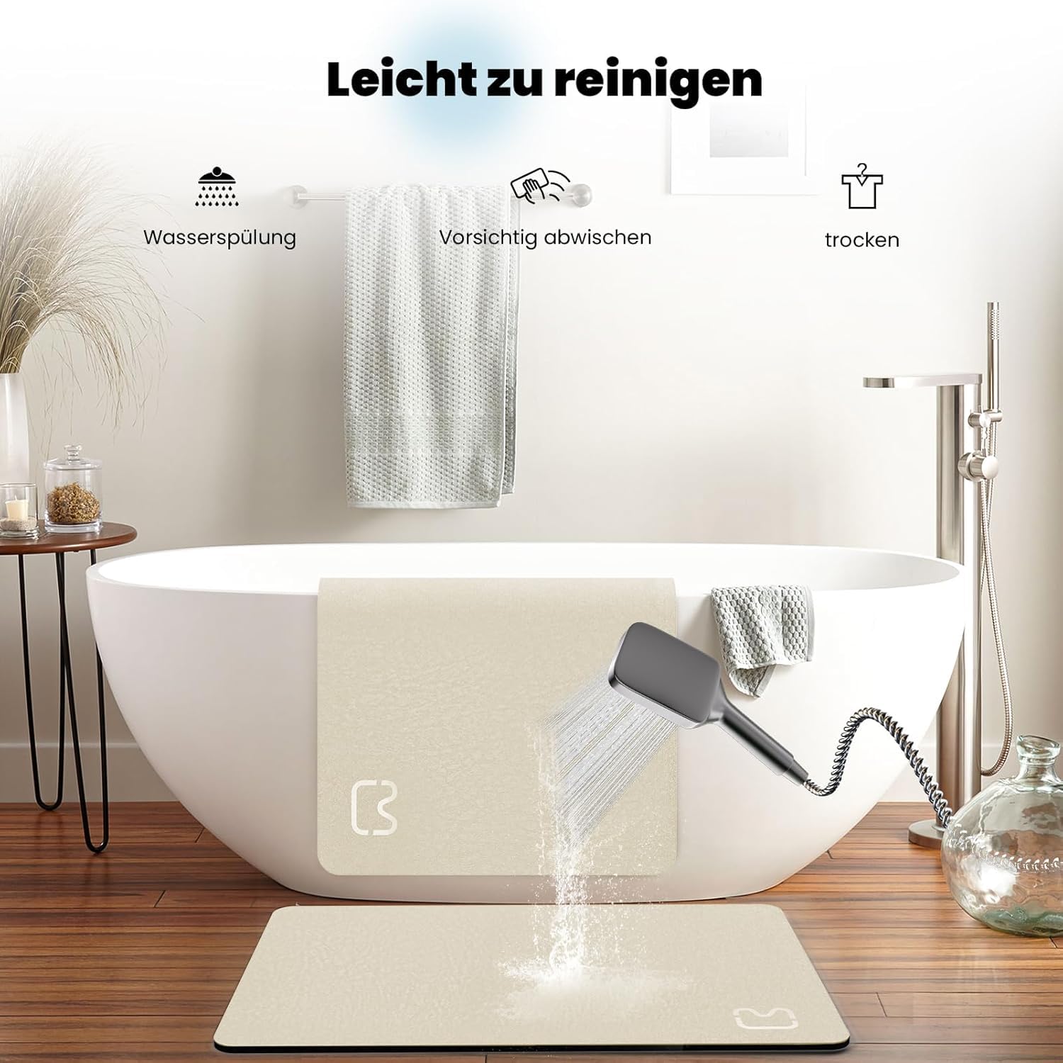 Alfombra de baño antideslizante súper absorbente, diatomita, alfombra de baño de microfibra, bañera de ducha suave de secado rápido