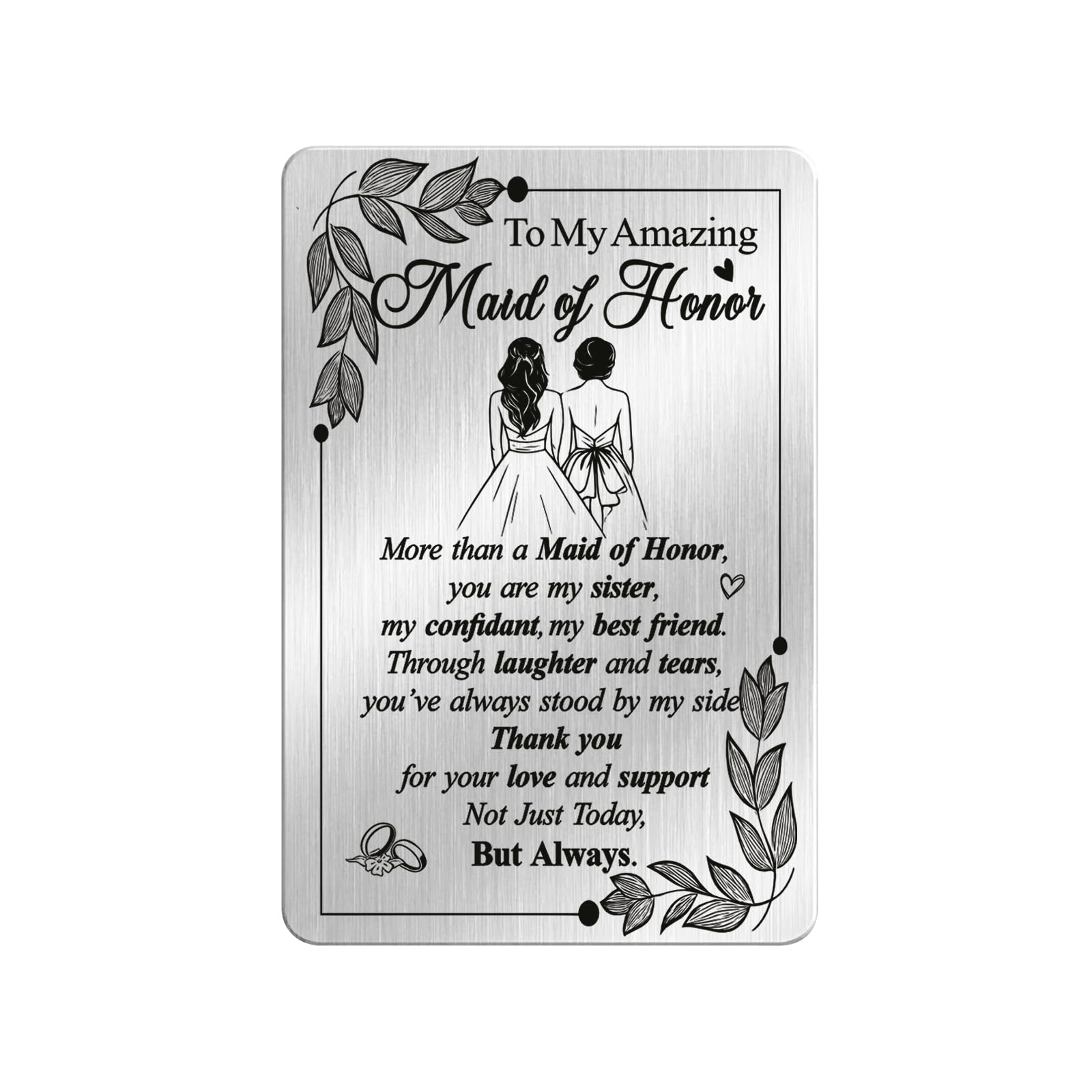 Hewonnn Maid of Honor Gifts from Bride - To My Maid of Honor Wallet Card - Wedding Day Thank You Gift for Sister or Best Friend