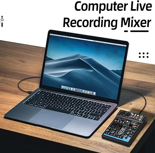 Miniatura 3 de Mezclador de interfaz USB de 4 canales, controlador de sonido DJ, mini mezclador de audio digital profesional, consola de mezcla de sonido portátil