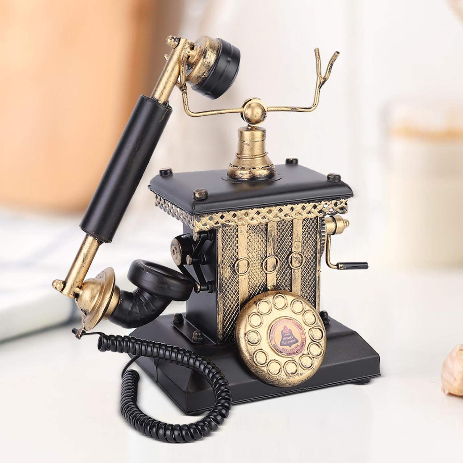 Telephone Ornament, Black Telephone Statue, Vintage for Office Home