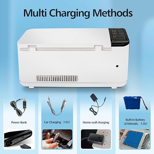 Miniatura 4 de Enfriador de insulina caja refrigerada, mini refrigerador de medicamentos de 35.6-46.4 F, enfriador de insulina de largo tiempo de trabajo durante