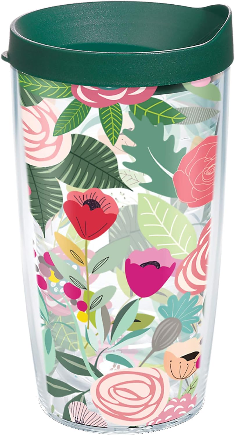 Tervis Brilliant Bliss Collection Made in USA Double Walled Insulated Tumbler Travel Cup Keeps Drinks Cold & Hot, 16oz Classic, Budding Bliss