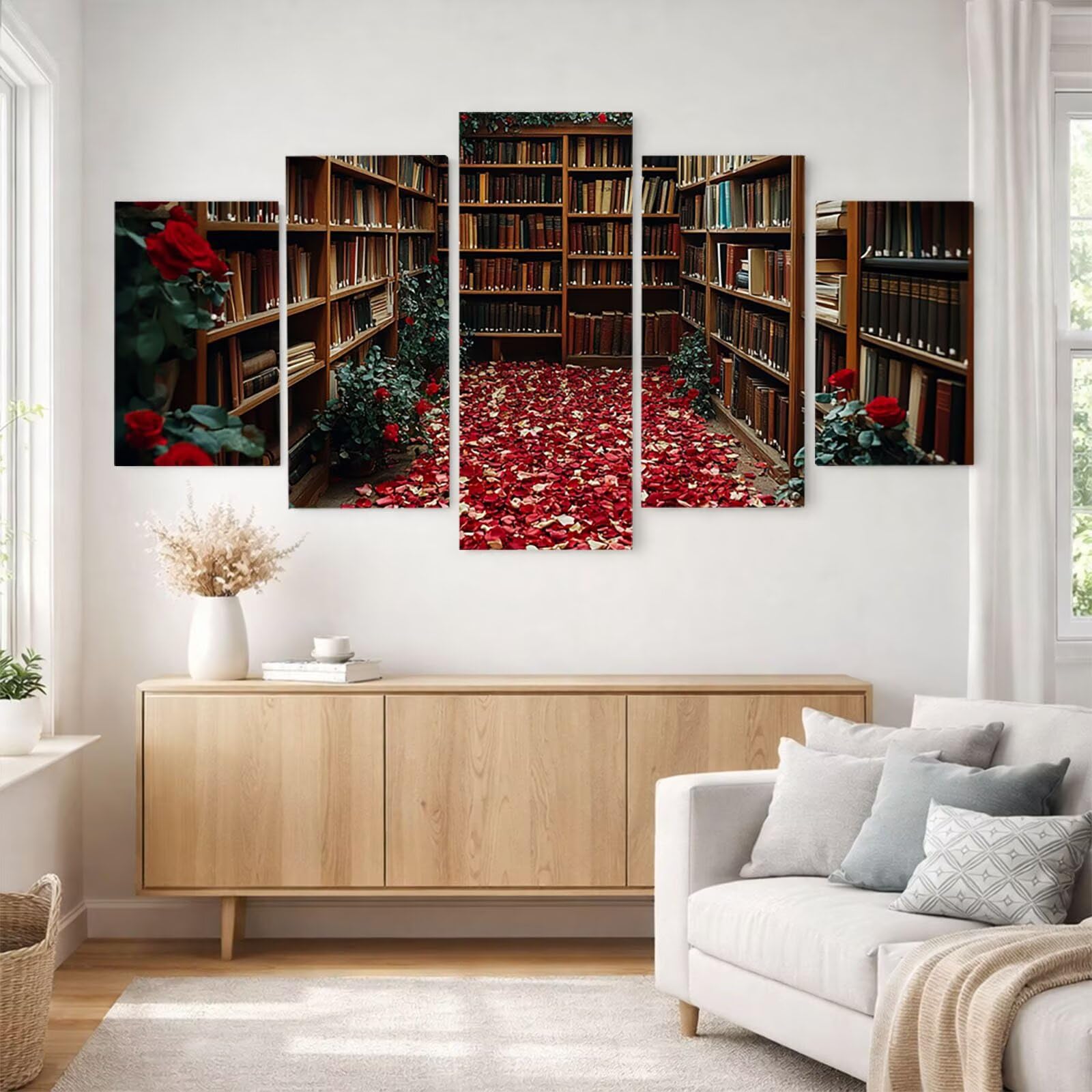 5 Pack Leuchtend Malen Nach Zahlen Erwachsene Bücherregal YCBZ-2370 | DIY Set Erwachsene mit Pinselset Acrylfarben Set Fünf Leinwand zum Bemalen Skateboard Deko Wohnzimmer Geschenke für Frauen