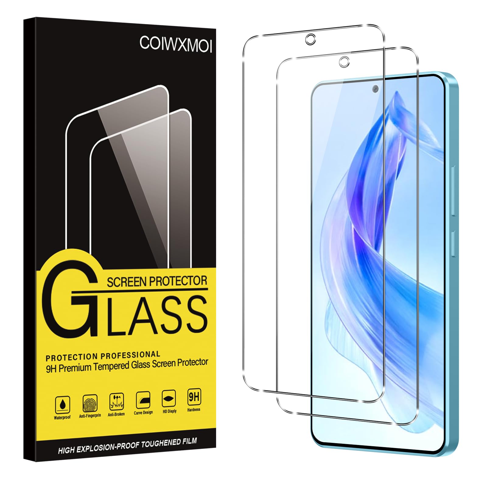 Coiwxmoi Vetro Temperato per Honor 90 Lite 5G Pellicola Protettiva 2 Pezzi Durezza 9H Anti-Graffio Anti-impronte Ultra HD Trasparente Senza Bolle Vetrino Protezione Schermo