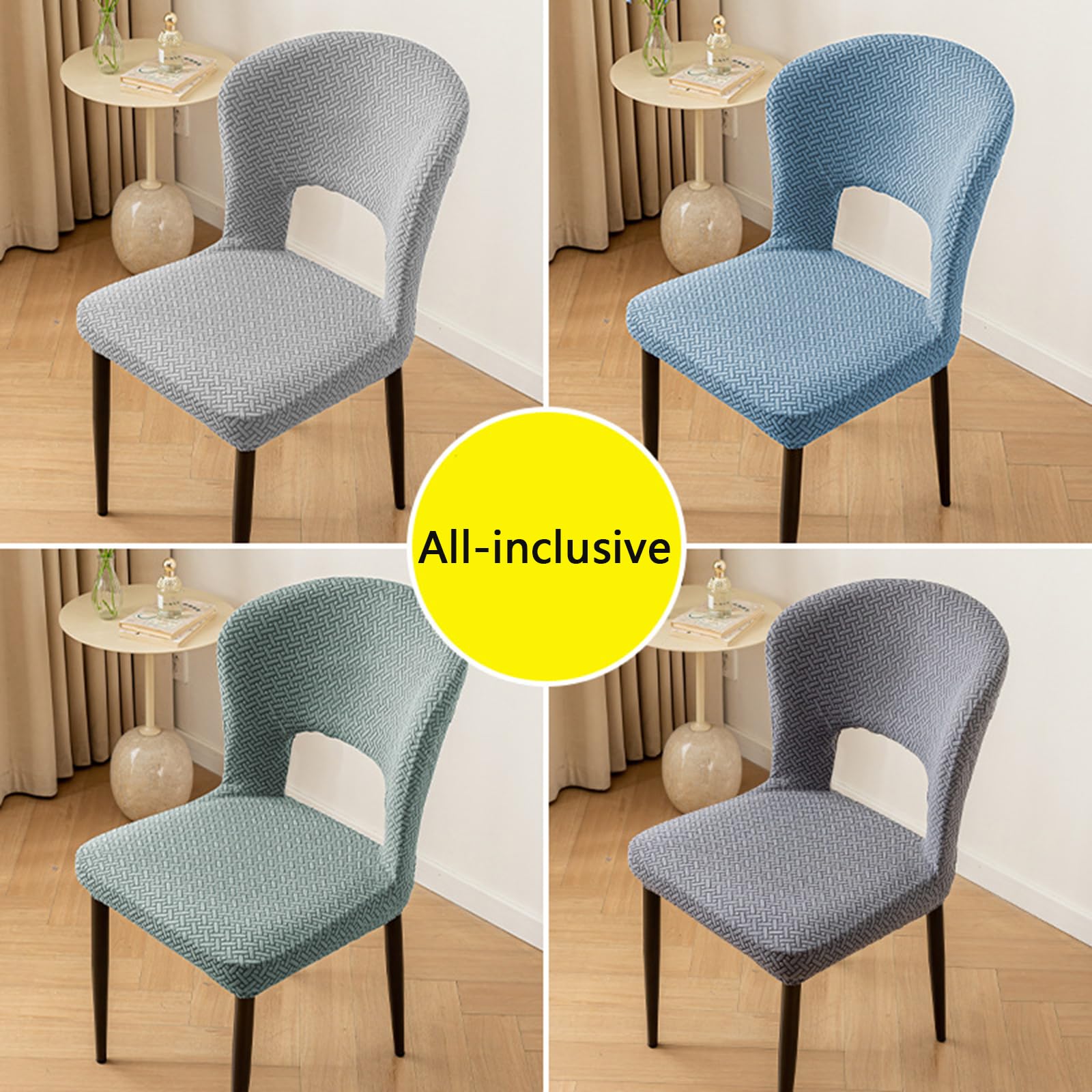 Twill Copertura per Sedie da Cucina con Schienale Cavo 6/4/2 Pezzi, Curvo Fodere Coprisedie Cucina, Universale Fodere per Sedia da Sala da Pranzo, Morbido Fodere Coprisedie Cucina,D,6PCS