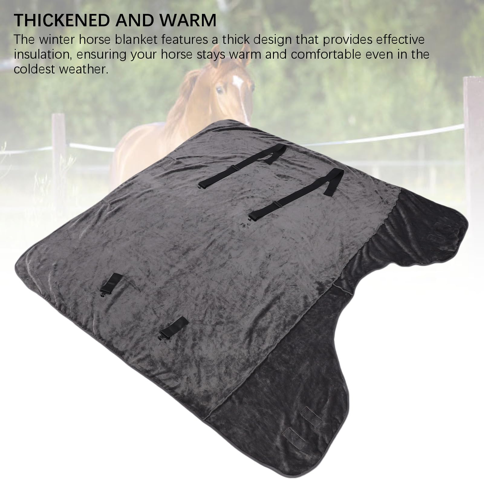 Manta de Invierno para Caballos, Relleno de Franela cálido, Manta Gruesa para el Cuidado de los Caballos, tamaño Universal para Caballos de Granja, diseño Protector Suave, fácil