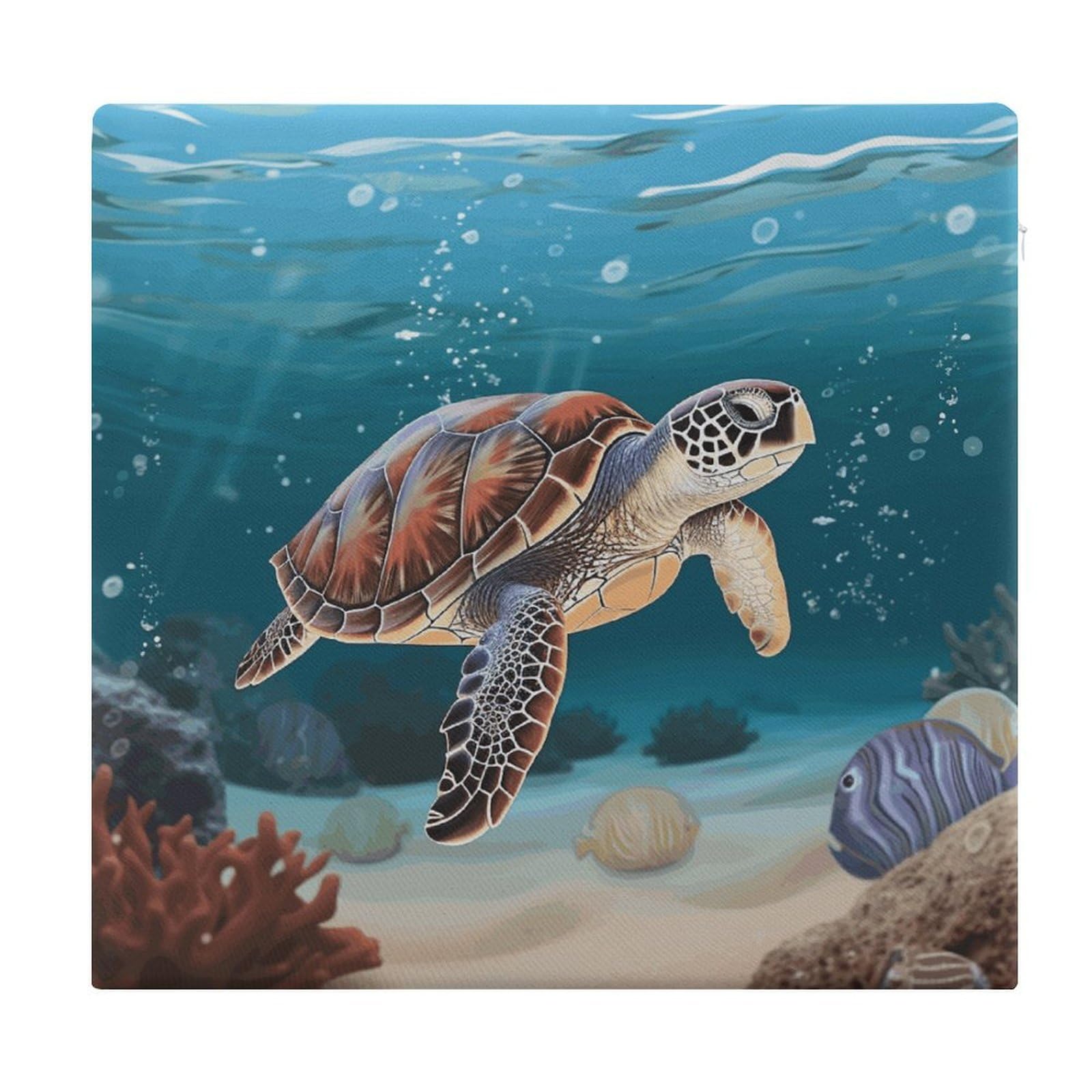 Adfgyerh Style Sea Turtle Swimming Cushions Memory Foam For Adults, Seat Cushion Chair Pads Soft, Square Pillows For Dining, Kitchen, Office, Patio Chairs