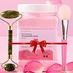 Jelly Face Mask for Facials - Bulgarian Rose Hydrating, Brightening & Nourishing Jelly Mask with Free Jade Roller & Spatula | Professional Hydrojelly Masks | Christmas Gifts for Women, Gifts for Women