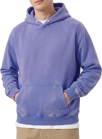 YND Mens Oversized Acid Wash Hoodie, Heavyweight Vintage Pullover for Winter, Fleece Cotton Sweatshirt, Unisex Streetwear