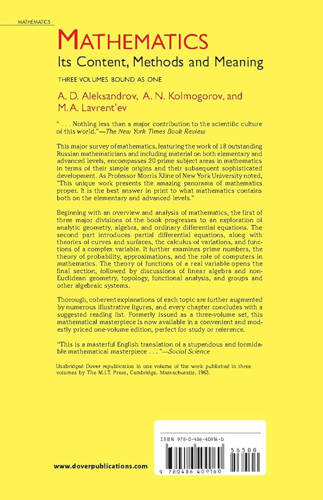 Mathematics: Its Content, Methods and Meaning (3 Volumes in