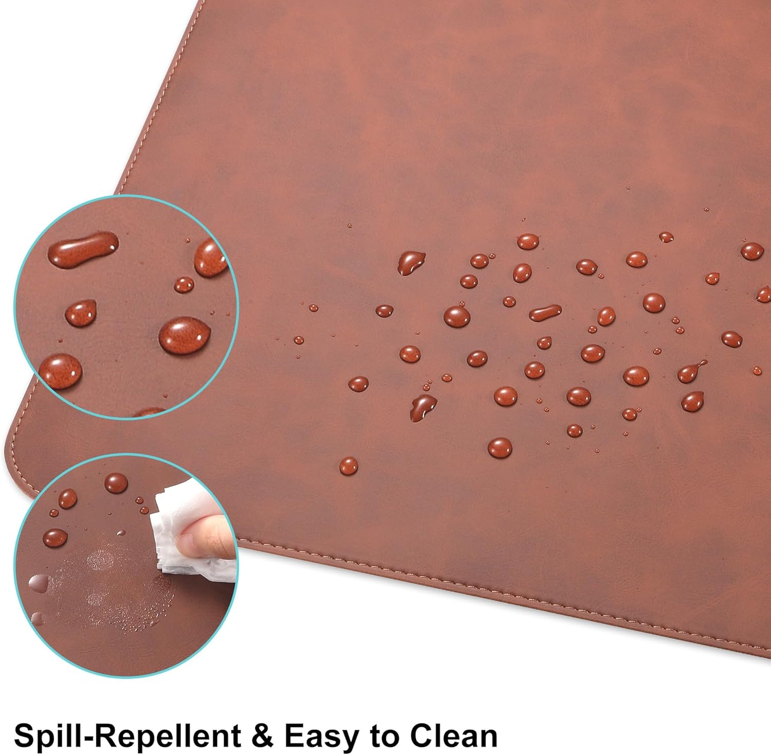 Leather Desk Pad Protector, Office Desk Mat, Large Laptop Mouse Pad, PU Non-Slip Desk Blotter, Waterproof Writing Pad, Computer Keyboard Mat for Desktop 39.4 x 17 inch (Brown) - Image 7