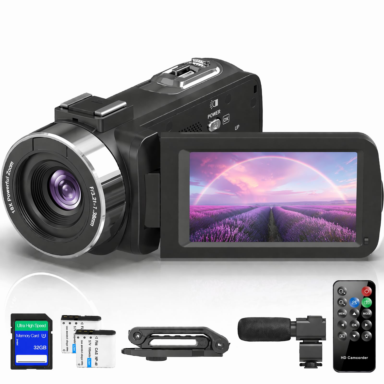 Camcorder Video Camera 4K Ultra HD 80MP IR Night Vision Camera 18X Digital Zoom 3.0 IPS Screen Video Recorder Vlogging Camera for YouTube with 32GB SD Card, 2 Batteries, Remote Control, and Stabilizer-image-25