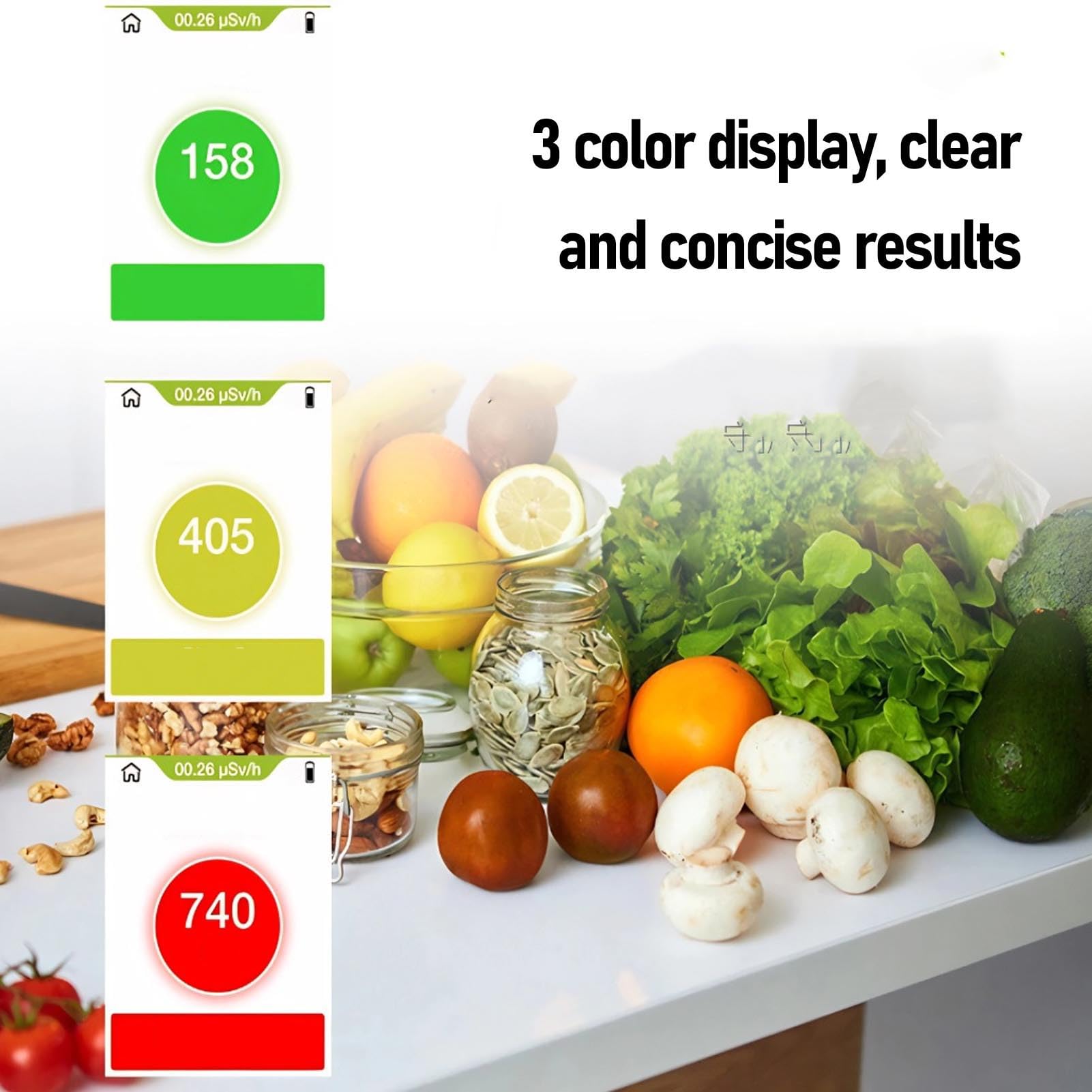 Jeffergarden Tester di Nitrati, Dispositivo Portatile per la Sicurezza Alimentare con Rilevamento di 3 Secondi e Display a Colori per Frutta e Verdura