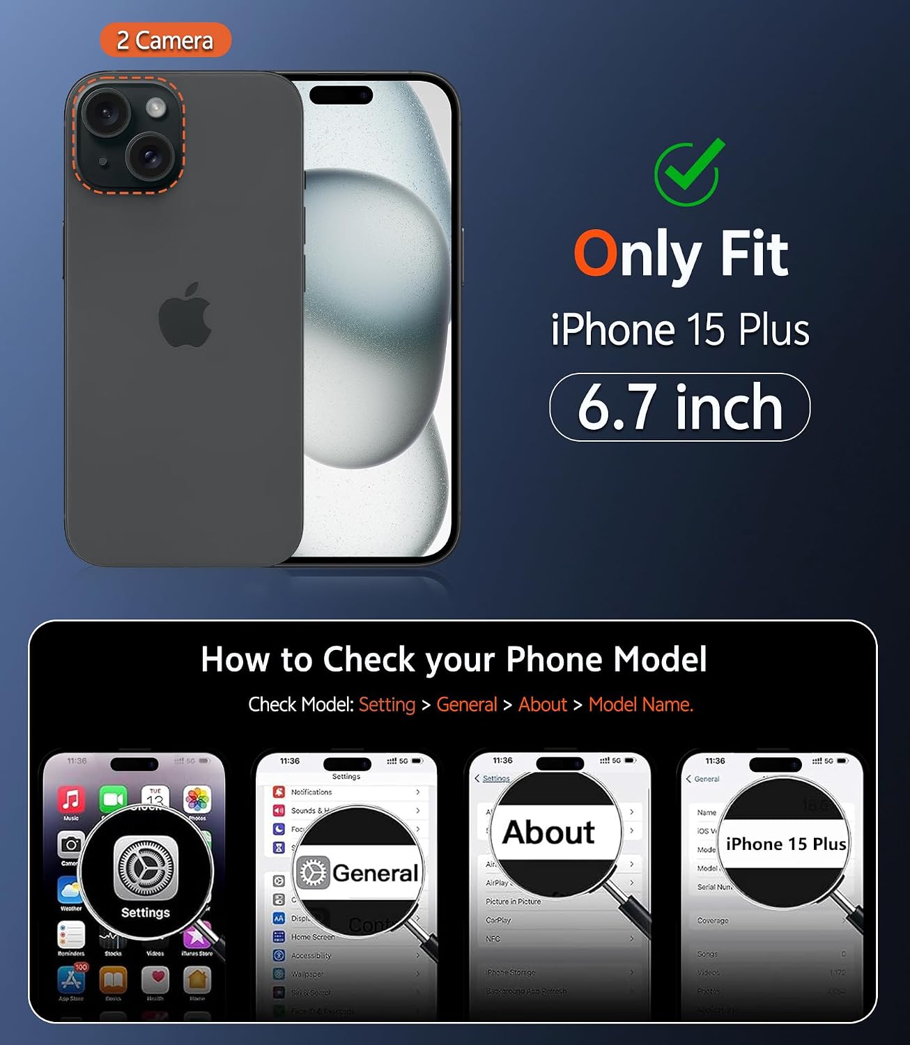 FNTCASE for iPhone 15 Plus Case: Matte Magnetic Phone Cases Compatible with Magsafe Slim Anti Yellowing Rugged Shockproof Protective Translucent Cell Phone Cover (C-Black)