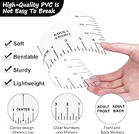 Vista 5 de 12 piezas de guía de regla de camisetas para alineación de vinilo, accesorios de medición de camisetas, herramientas para prensa de calor Cricut