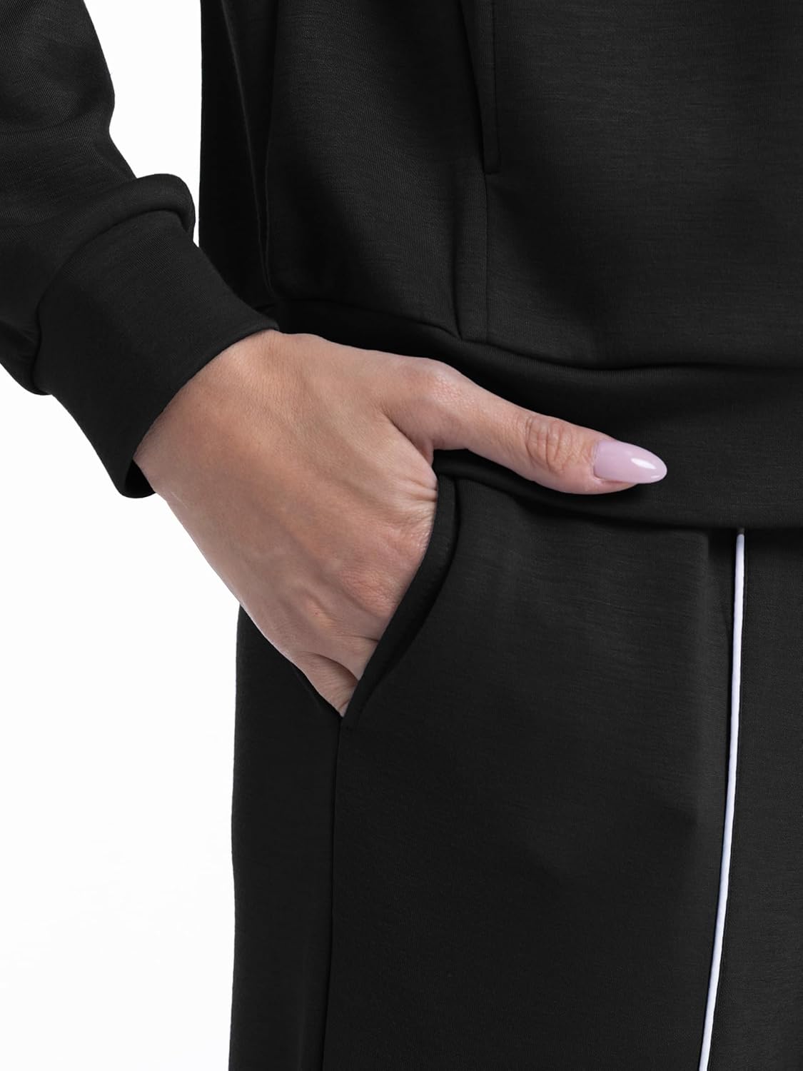 Casly Lamiit Womens 2 Piece Outfits 2025 Fall Casual Zip Up Sweatsuits Lounge Set Travel Wide Leg Pants Striped Tracksuit - Image 4