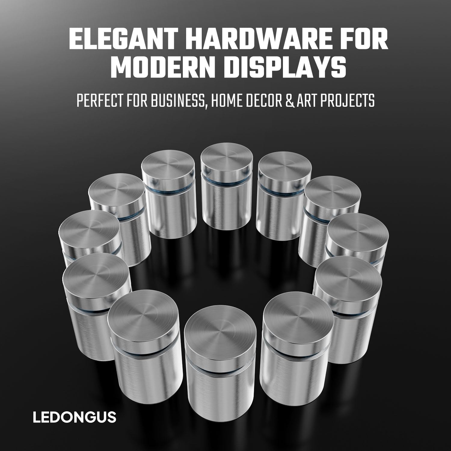 12-Pack Stainless Steel Standoff Screws with Wall Anchors & Rubber Pads – Sign Mounting Hardware for Acrylic Signs, Photo Frames, Advertising Boards, Silver (3/4" x 1" / 19mm x 25mm)