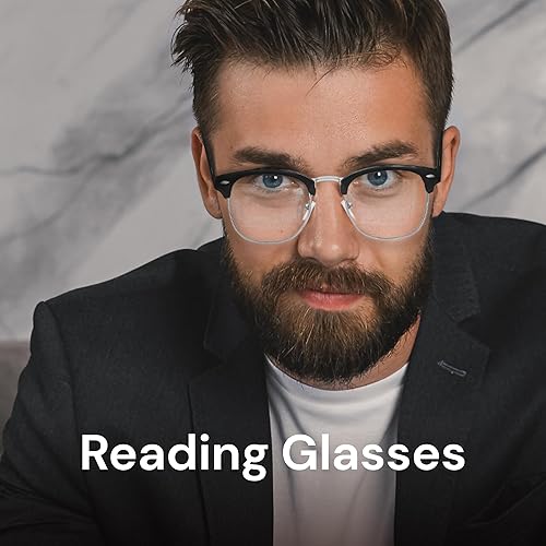 Miniatura 4 de CCVOO Paquete de 3 Gafas de Lectura con Bloqueo de Luz Azul, Lectores Retro Semi Sin Marco para Hombres y Mujeres, Gafas Redondas con Filtro UV400