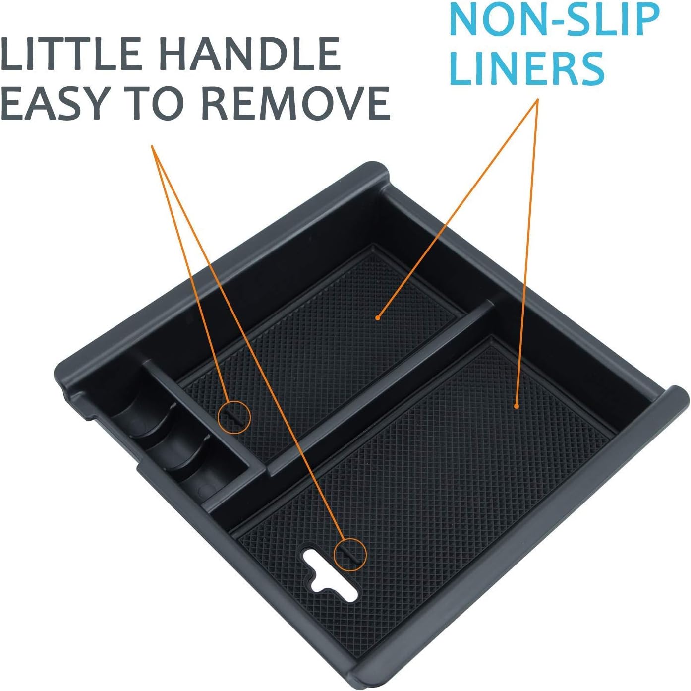 JKCOVER Center Console Organizer Tray and Rubber Liner Compatible with Toyota Tacoma 2016 2017 2018 2019 2020 2021 2022 2023 Armrest Accessories (Liner Only for Double Cab)