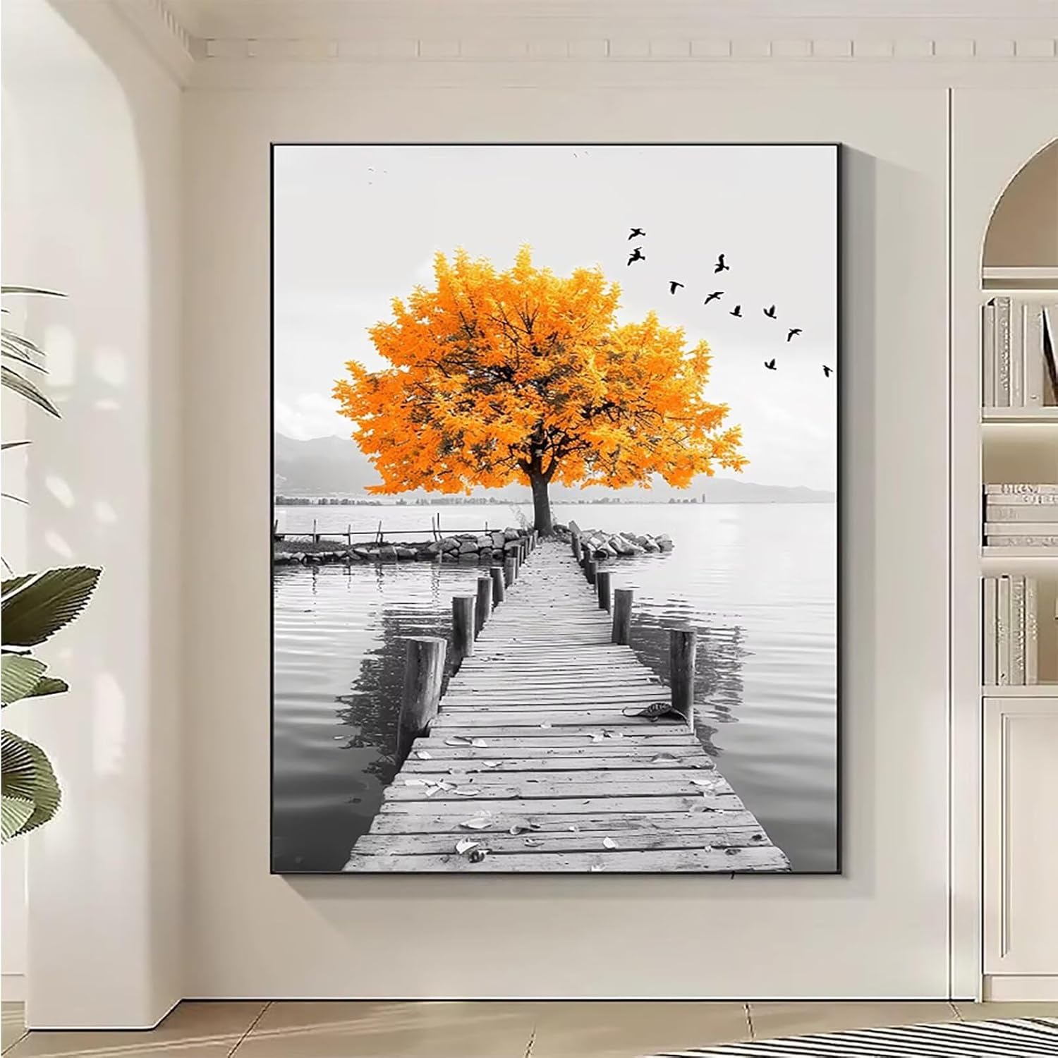 数字油絵 植物 ペイントバイナンバ オレンジ色 数字塗り絵 大人 子供 デジタル油絵ブラシとアクリル絵の具付き ペイントバイナンバー