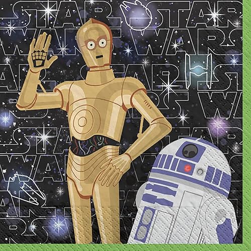 Multicolor Star Wars Galaxy of Adventures Beverage Napkins (5" x 5") Pack Of 16 - Adorable & Fun Design, Soft & Absorbent Paper Napkins - Perfect For Celebrations & Themed Parties