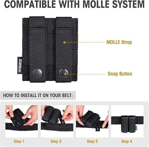 Miniatura 5 de VISMIX Bolsa para cargador de pistola, doble bolsa de 0.354 in con inserto Kydex de liberación rápida y compatible con MOLLE
