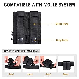 VISMIX Pistol Magazine Pouch, Double 9mm Mag Pouch with Quick Release Kydex Insert and MOLLE Compatible