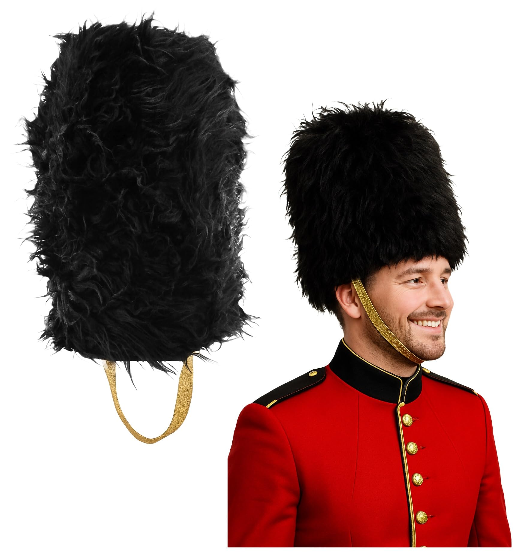 Nicky Bigs Novelties Bearskin Hat - British Soldier Costume Accessory, Royal Guard Head Accessory, Marching Band Drum Major Hat, British Guard Headgear for Halloween and Costumes - One Size, Black