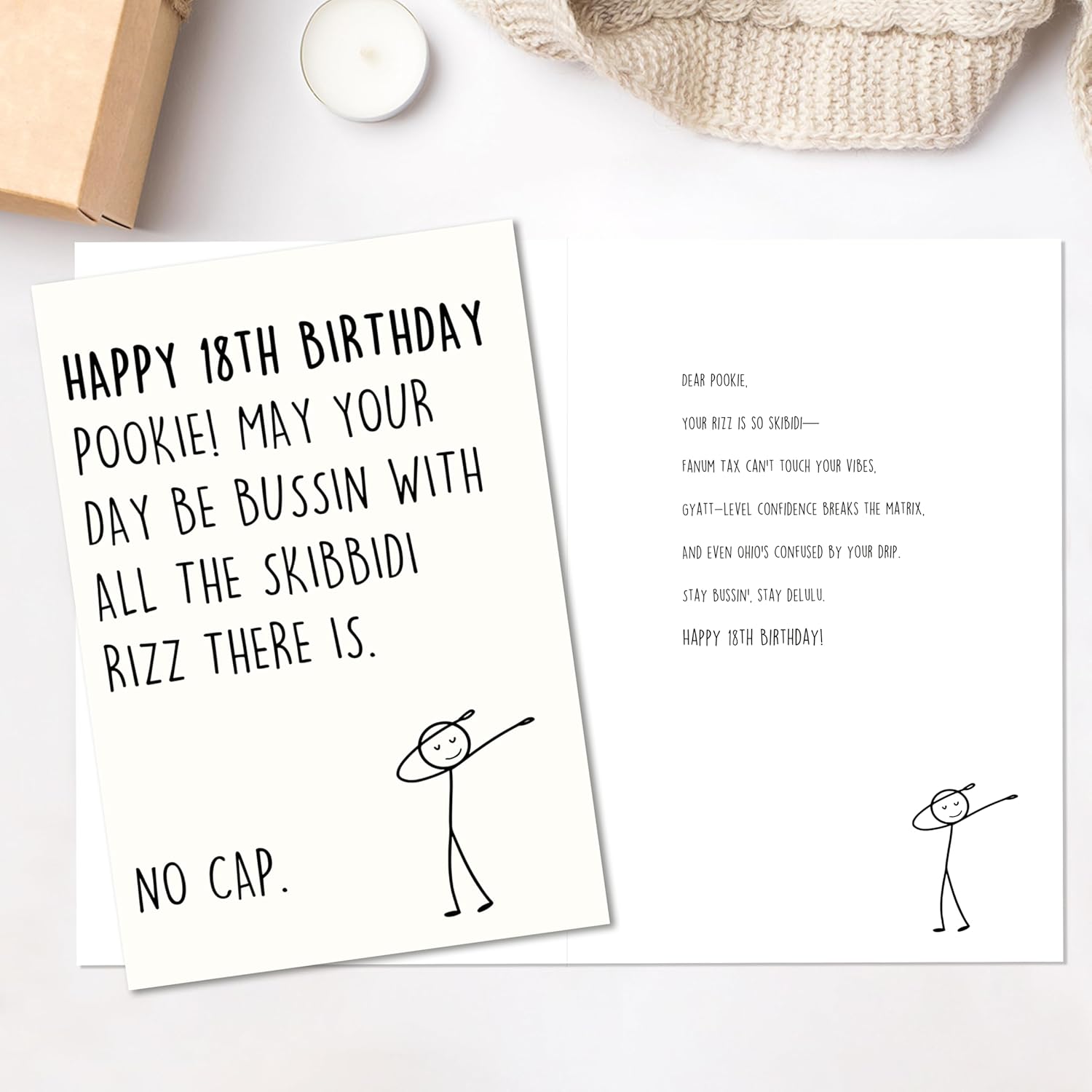 IDU 18th Birthday Card,Happy 18th Birthday Gifts & Decorations for Boys Girls,Funny 18 Year Old Birthday Gifts Cards for Son Daughter with Gen Z Slang Meme-Inspired Design - Image 2