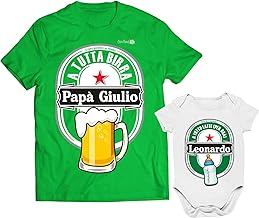 SoundsGood Couple T-Shirt Dad and Baby Bodysuit Personalised Father Son All Beer & Milk SoundsGood - Gift Idea Dad
