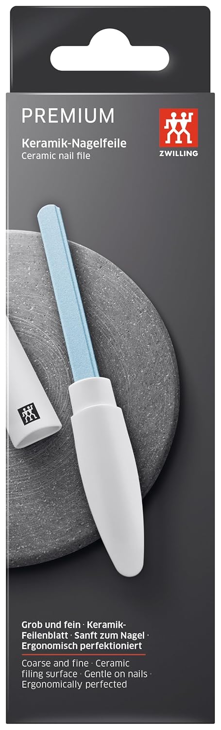 ZWILLING Beauty TWINOX Ceramic Nail File, Double Sided Premium Nail File for Manicure and Pedicure, White