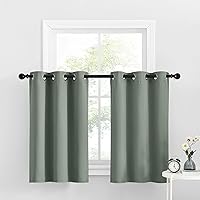 Vista 134 de NICETOWN - Cortinas opacas graduadas para ventanas pequeñas del baño, cortinas de privacidad de 30 pulgadas de largo para mini lavandería y cocina
