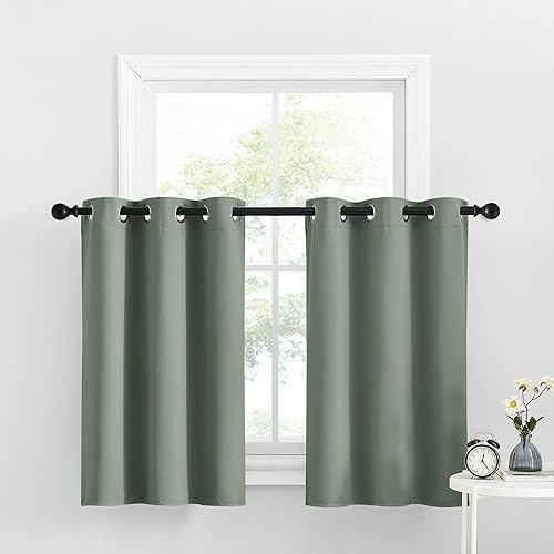 Miniatura 139 de NICETOWN Cortinas Opacas para Ventana de Guardería - Tratamiento de Ventana con Parte Superior de Ojales, Paneles de Cortinas Opacas (Verde Biscotti