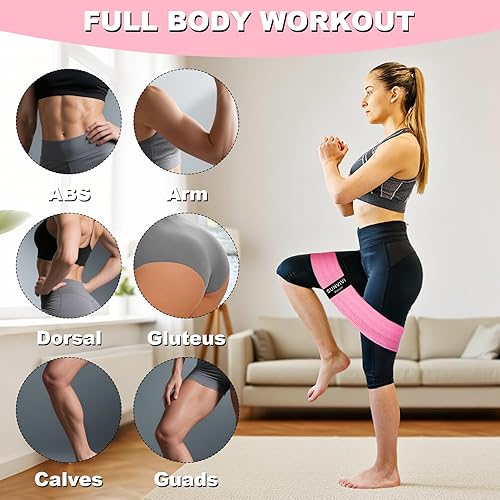 Miniatura 3 de Bandas de resistencia para entrenamiento, bandas de ejercicio de tela para piernas y glúteos, juego de bandas de entrenamiento para mujeres y