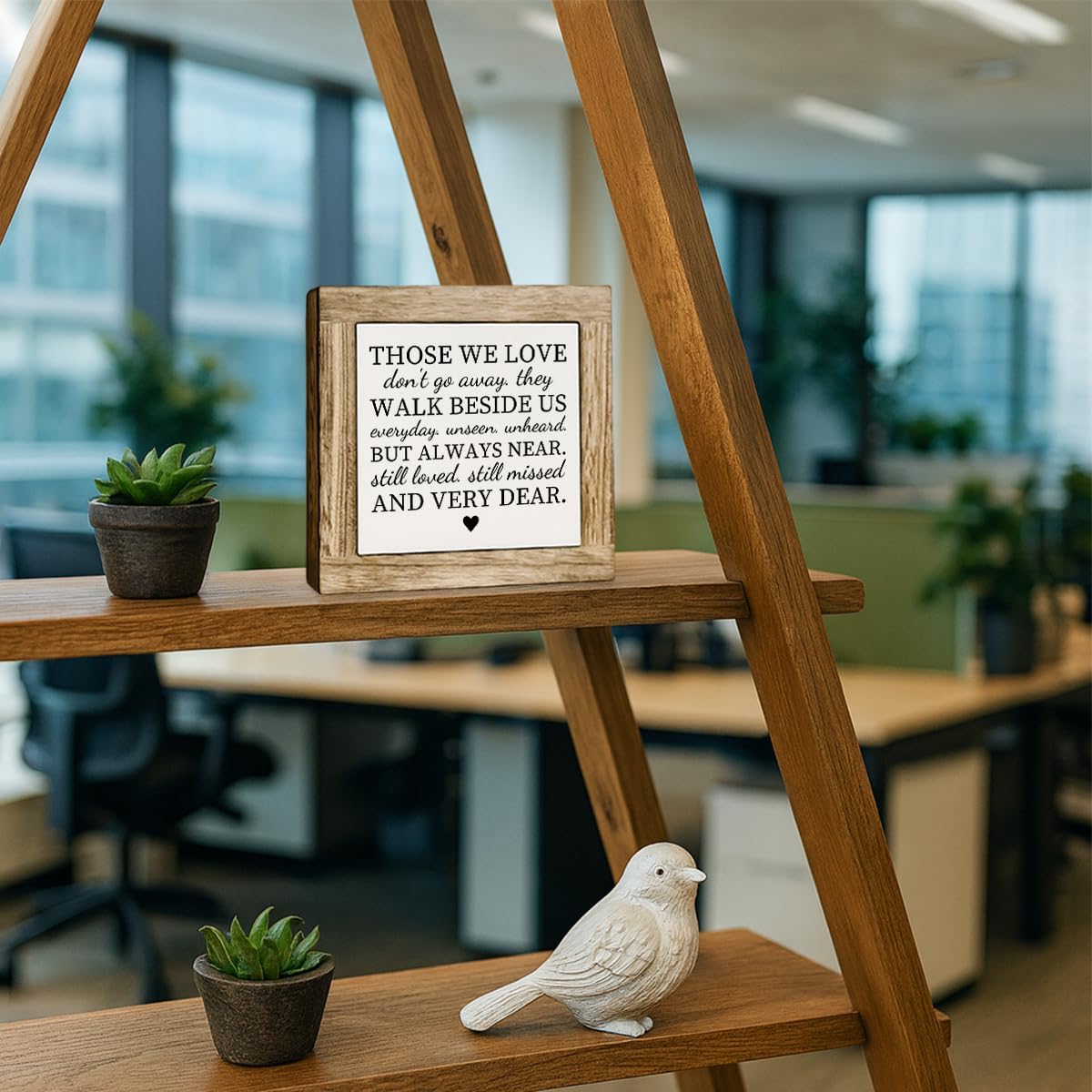 Memorial Wooden Box Sign, Those We Love Don't Go Away Quote Sign, Sympathy Gift, Comforting Bereavement Gift Home Decoration, Memorial Home Decor 5.9x5.9 Inches - Image 3