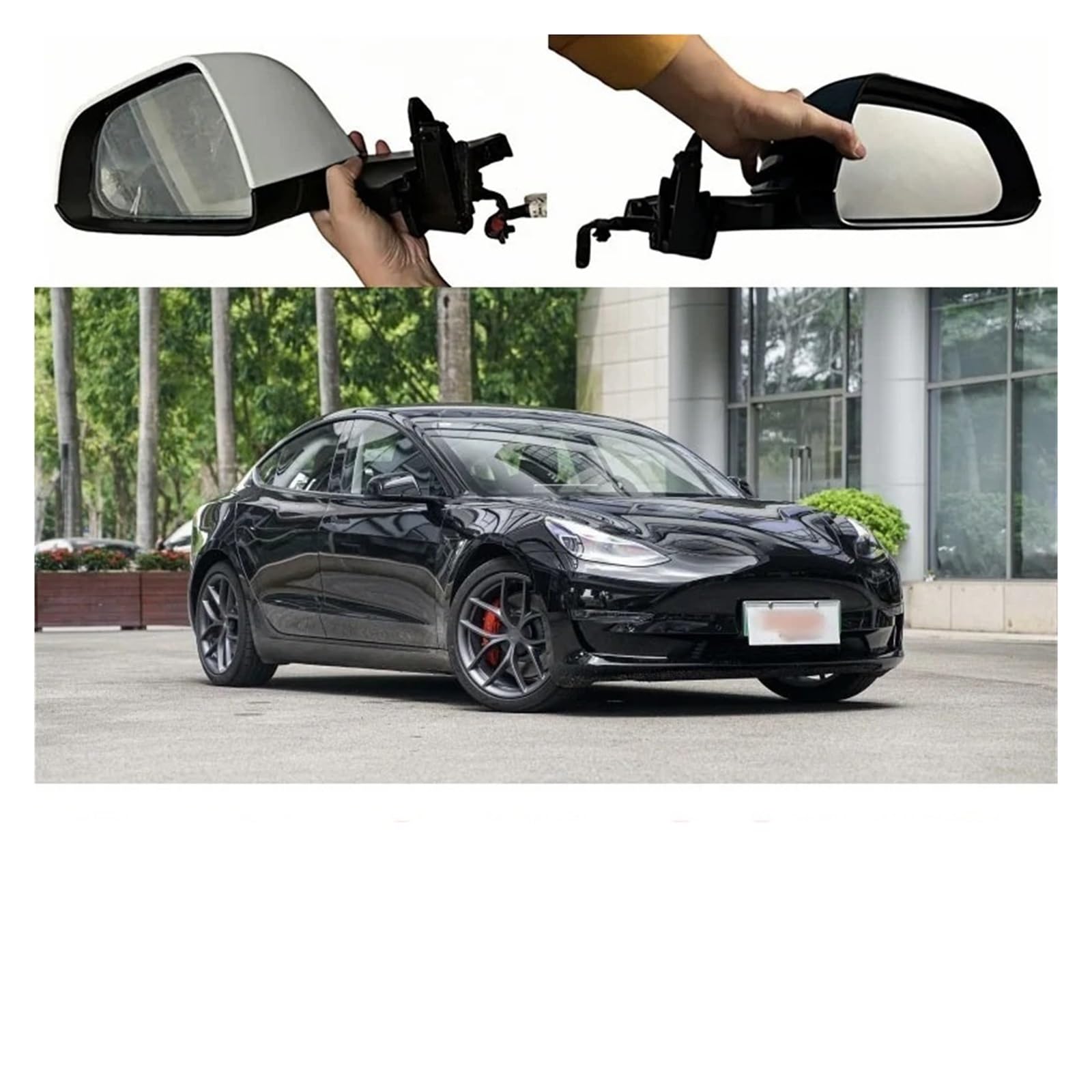 Complessivo specchietto laterale Per Tesla Per Il Modello 3 M3 2021-2024 Auto Specchietto retrovisore Montaggio Con Antenna WIFI Riscaldamento e pieghevole(1pcs-Black-Right)