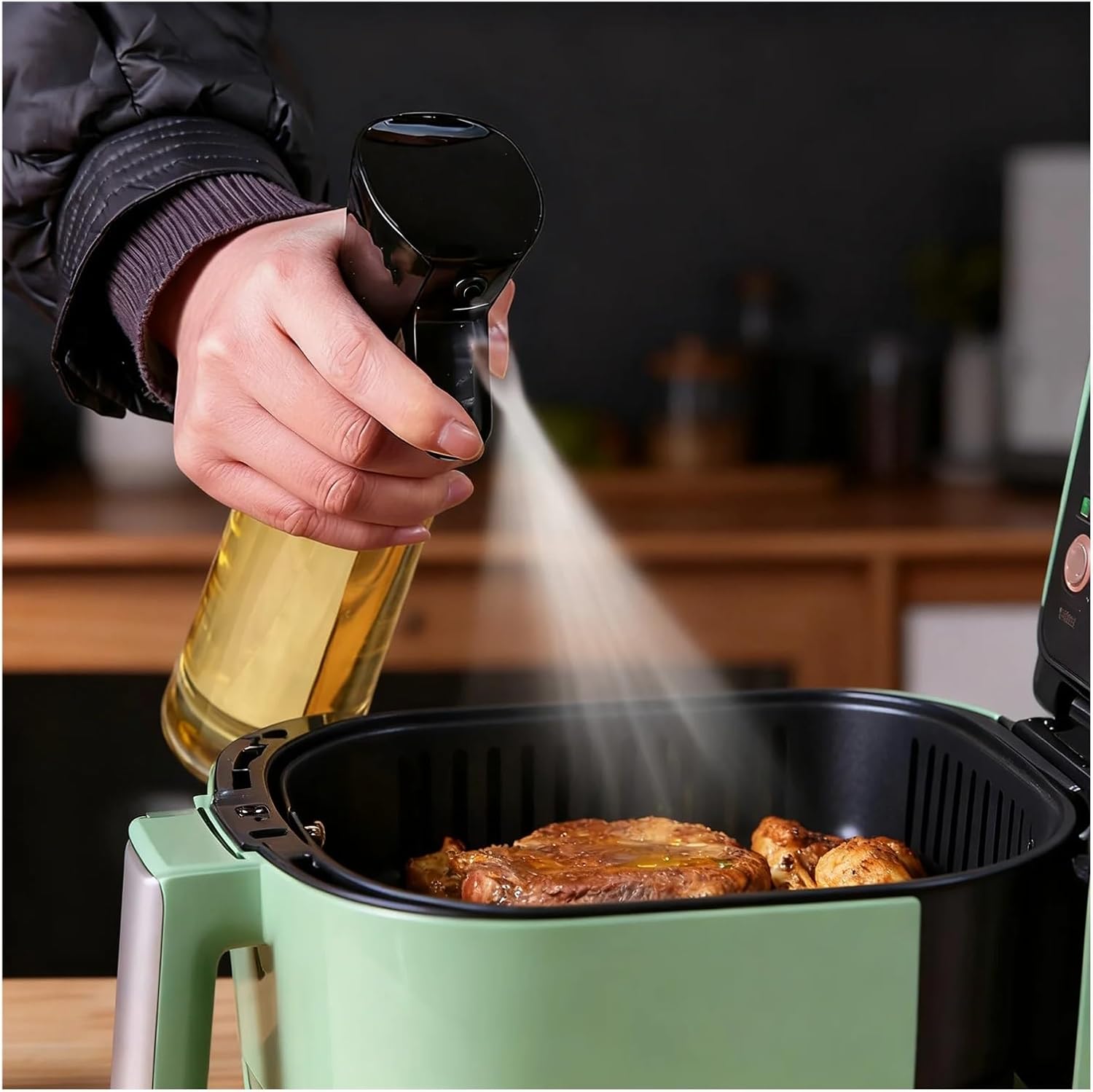 200/300/500 Ml Edible Oil Spray Cans, Kitchen Precision Control Bottles, Air Fryer(300mlblack)