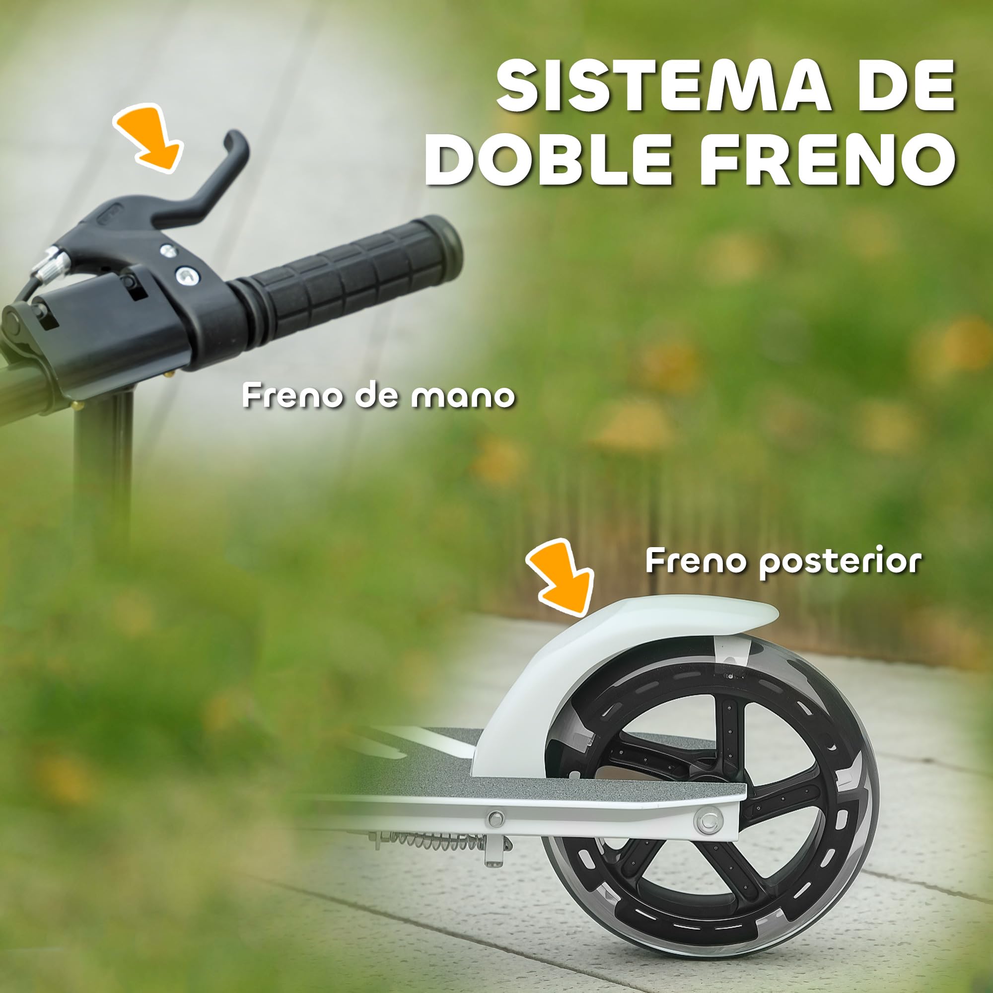 AIYAPLAY Patinete Plegable para Niños de 3-8 Años, Patinete Infantil de 2 Ruedas con Luces, Manillar de 4 Altura Ajustable, Freno Posterior y de Mano