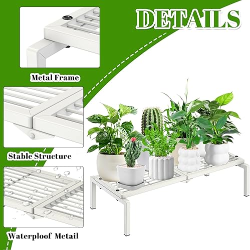 Miniatura 2 de Soporte de metal para plantas de 1 nivel para interiores y exteriores, soporte para macetas múltiples en maceta, estante para plantas, estantería de