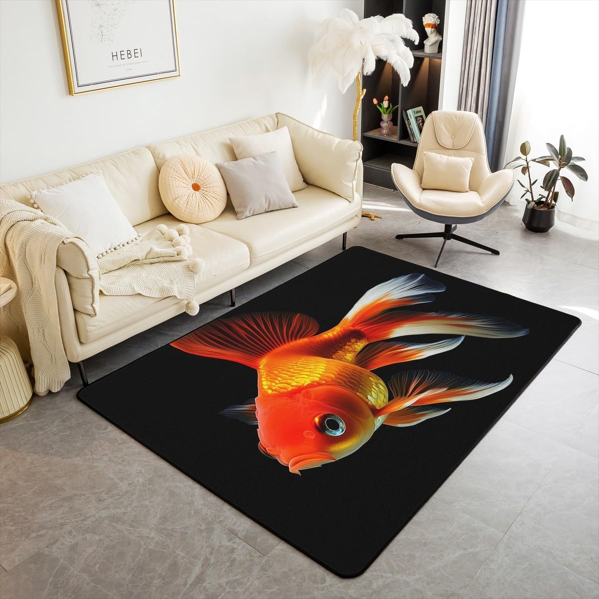 Erosebridal Peace Symbol Area Rug 5x7, Watercolor Ombre Rectangular Carpet for Living Room, Simple Colorful Print Non Shedding Indoor Floor Mat for Kids Girls Boys, Rainbow Tie Dye Decorative Rug