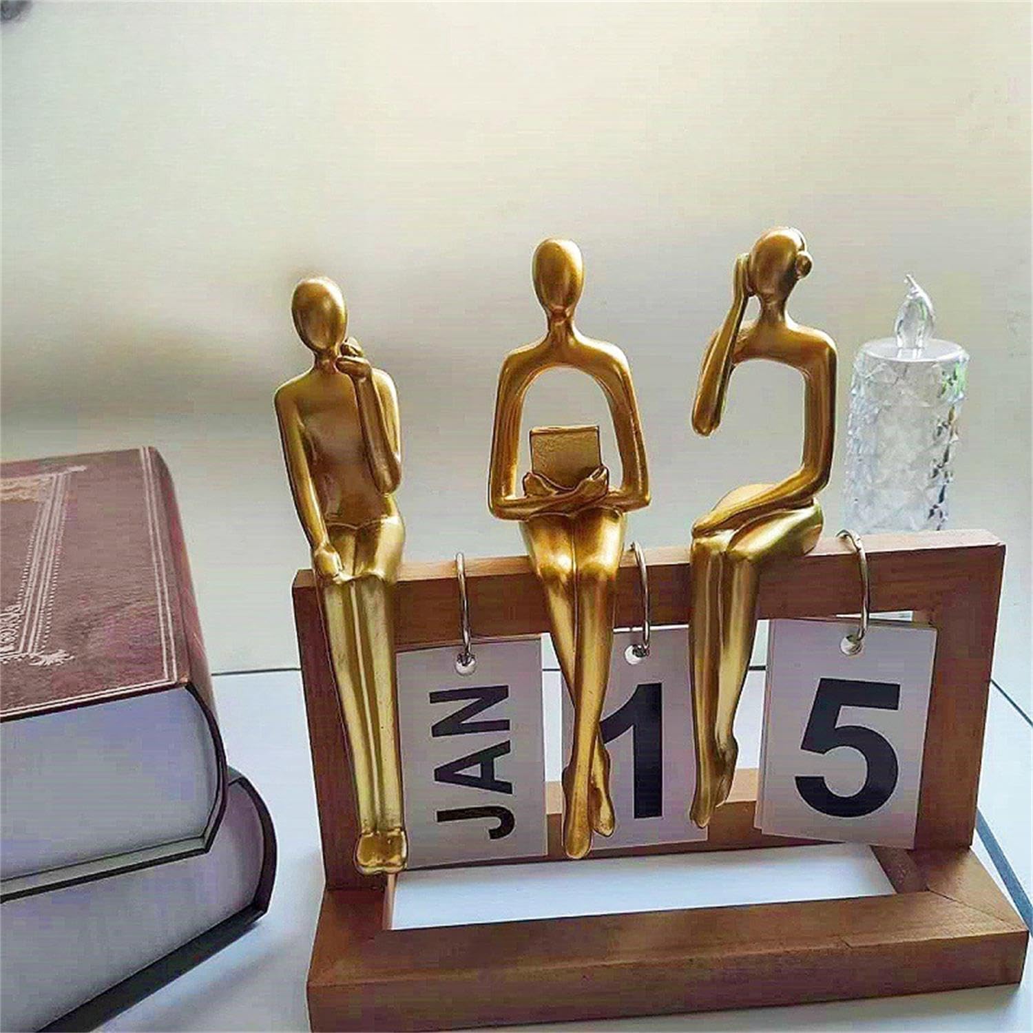 STAYOUNG3 PCS Decor Statue - Abstract Resin Sculpture Ornament Art Figurine Modern Home Decor Accents Office Decor Bookshelf Decor TV Stand Table Decorations for Living Room, Artistic Piece (Glod)