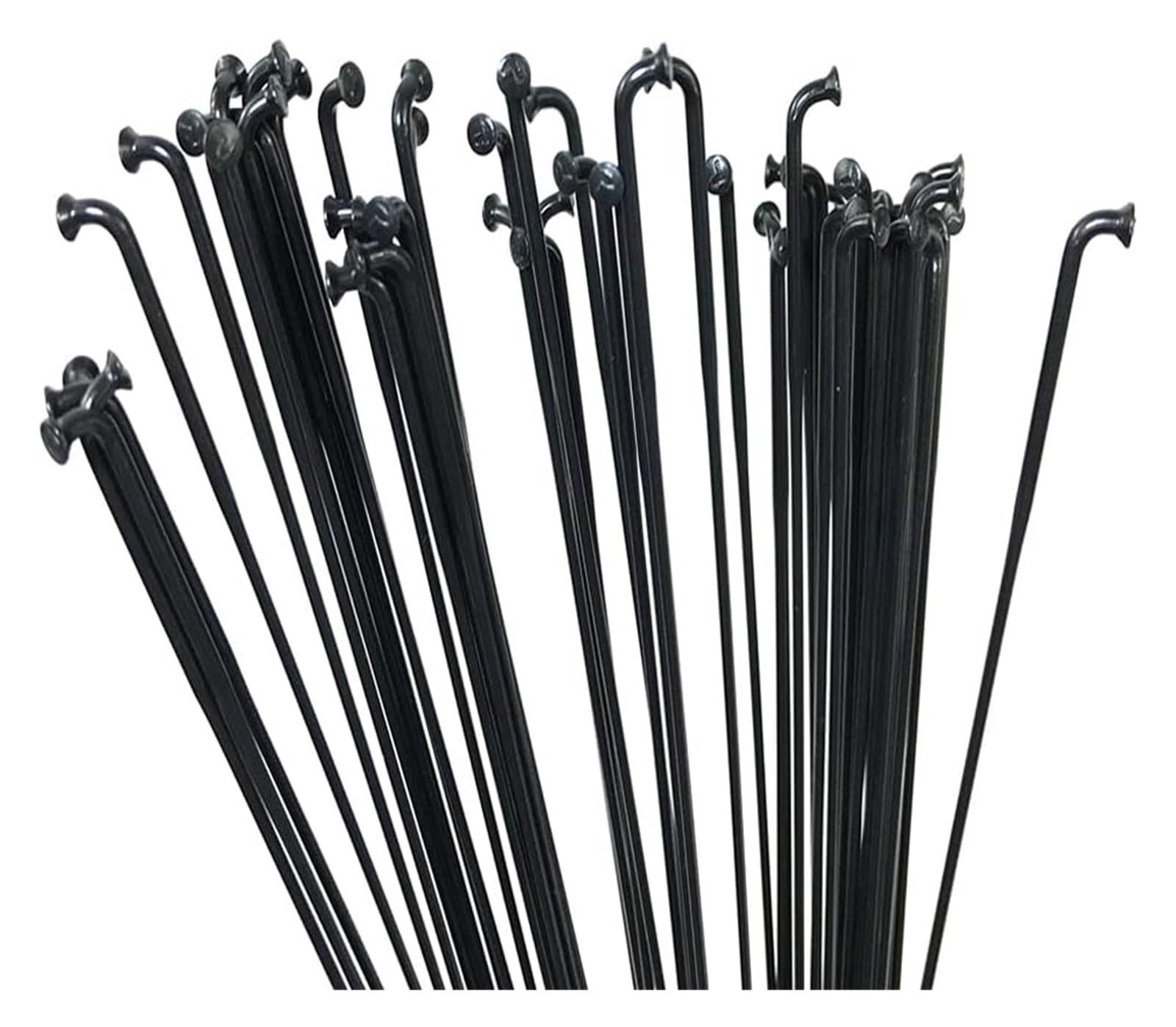 Radios de Bicicletas universales con Conectores ro Lote de 12 radios Planos de Acero Tipo J 1432, n.° 45, de 14 g, de 190 a 300 mm de Longitud, con boquillas